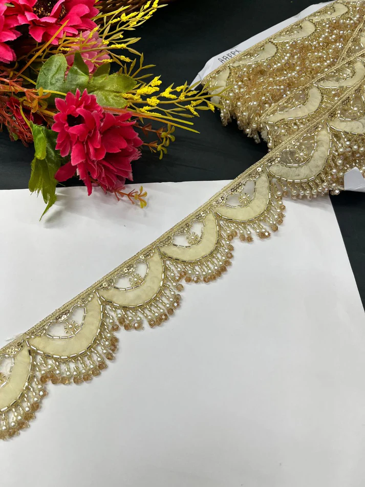 Multicoloured Imported Hanging Lace - Golden